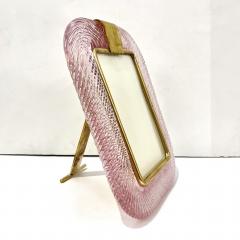  Barovier Toso 2000 Barovier Toso Italian Pink Crystal Twisted Murano Glass Brass Picture Frame - 2687107