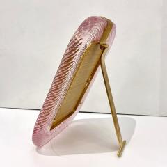  Barovier Toso 2000 Barovier Toso Italian Pink Crystal Twisted Murano Glass Brass Picture Frame - 2885866