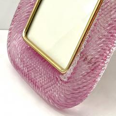  Barovier Toso 2000 Barovier Toso Italian Pink Crystal Twisted Murano Glass Brass Picture Frame - 3052872