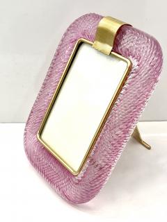  Barovier Toso 2000 Barovier Toso Italian Pink Crystal Twisted Murano Glass Brass Picture Frame - 3052876