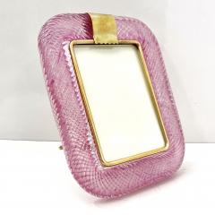  Barovier Toso 2000 Barovier Toso Italian Pink Crystal Twisted Murano Glass Brass Picture Frame - 3052879