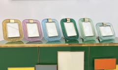  Barovier Toso 2000s Barovier Toso Italian Chartreuse Green Murano Glass Brass Picture Frame - 3052889