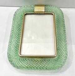  Barovier Toso 2000s Barovier Toso Italian Chartreuse Green Murano Glass Brass Picture Frame - 3052890