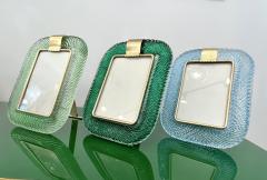  Barovier Toso 2000s Barovier Toso Italian Chartreuse Green Murano Glass Brass Picture Frame - 3052891