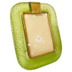  Barovier Toso 2000s Barovier Toso Italian Emerald Green Murano Glass and Brass Picture Frame - 3934881