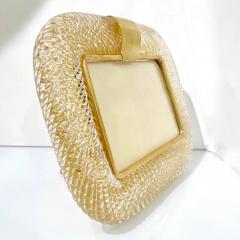  Barovier Toso 2000s Barovier Toso Italian Twisted Gold Leaf Murano Glass Brass Picture Frame - 3934796