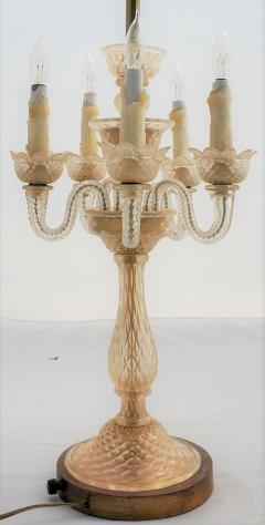  Barovier Toso Antique Venetian Glass Candelabra Table Lamp Barovier Toso for Murano - 1913791
