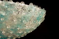  Barovier Toso Aquamarine and Ice Murano Glass Flowers Basket Ceiling Light by Barovier Toso - 1551213