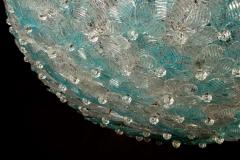  Barovier Toso Aquamarine and Ice Murano Glass Flowers Basket Ceiling Light by Barovier Toso - 1551231