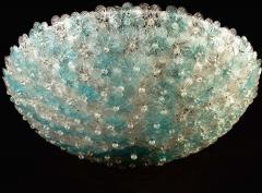  Barovier Toso Aquamarine and Ice Murano Glass Flowers Basket Ceiling Light by Barovier Toso - 1551265