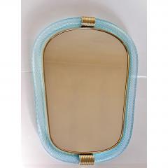  Barovier Toso Azzure Murano Glass Wall Mirror With Torciglione Torchon in Barovier Style - 4567114