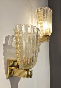  Barovier Toso Barovier Italian Art Deco Design Crystal Gold Leaf Murano Glass Bowl Sconces - 1308149