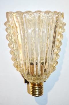  Barovier Toso Barovier Italian Art Deco Design Crystal Gold Leaf Murano Glass Bowl Sconces - 1308154