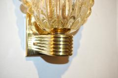  Barovier Toso Barovier Italian Art Deco Design Crystal Gold Leaf Murano Glass Bowl Sconces - 1308156