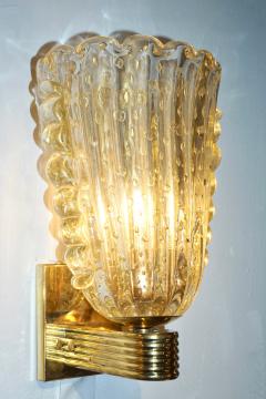  Barovier Toso Barovier Italian Art Deco Design Crystal Gold Leaf Murano Glass Bowl Sconces - 1308157