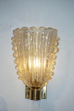  Barovier Toso Barovier Italian Art Deco Design Crystal Gold Leaf Murano Glass Bowl Sconces - 1308160