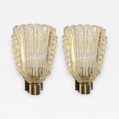  Barovier Toso Barovier Italian Art Deco Design Crystal Gold Leaf Murano Glass Bowl Sconces - 1309264