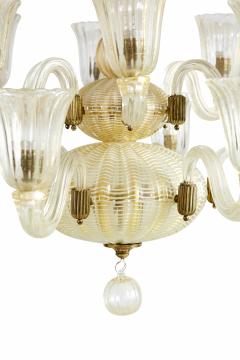  Barovier Toso Barovier Italian Art Deco Gold Infused Glass 12 Arm Chandelier - 3171324