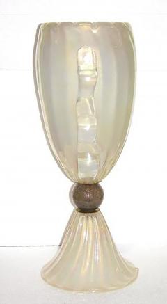  Barovier Toso Barovier Toso 1970s Italian Pair of Vintage Gold and Pearl White Glass Lamps - 334205