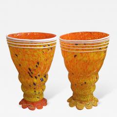  Barovier Toso Barovier Toso 1990s Modern Yellow Orange Murano Glass Luminous Lamps - 330091