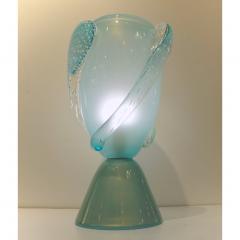  Barovier Toso Barovier Toso Contemporary Italian Modern Pair of Aqua Blue Murano Glass Lamps - 2048453