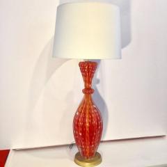  Barovier Toso Barovier Toso Orange Flex Bubbles Murano Glass Table Lamp 1960 Italy - 1798445
