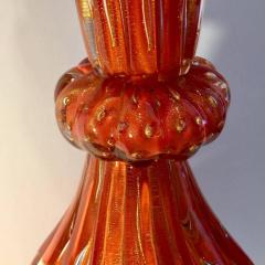  Barovier Toso Barovier Toso Orange Flex Bubbles Murano Glass Table Lamp 1960 Italy - 1798458