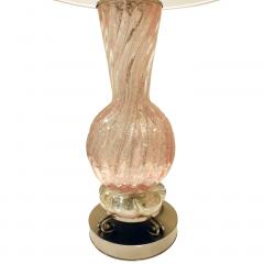  Barovier Toso Barovier Toso Pair of Pink Glass Table Lamps With Nickel Bases 1950s - 423610