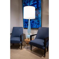  Barovier Toso Barovier Toso Stunning Monumental Hand Blown Blue Glass Table Lamp 1950s - 3428521