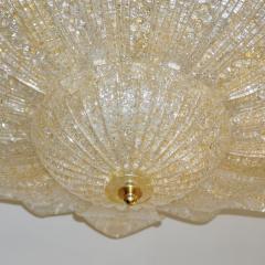  Barovier Toso Barovier Toso Style Italian Gold Textured Murano Glass Flower Leaf FlushMount - 2345108