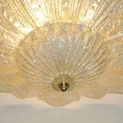  Barovier Toso Barovier Toso Style Italian Gold Textured Murano Glass Flower Leaf FlushMount - 2345113