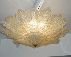  Barovier Toso Barovier Toso Style Italian Gold Textured Murano Glass Flower Leaf FlushMount - 2345115