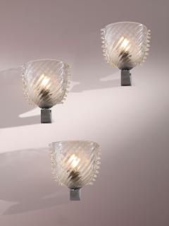  Barovier Toso Barovier Toso set of 3 glass and nickel plated brass wall lights Italy 1940s - 4245573
