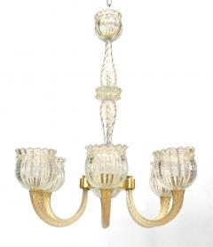  Barovier Toso Barovier et Toso Italian Murano Gold Dusted Bubble Glass Chandelier - 1438624