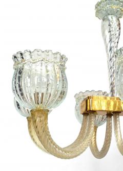  Barovier Toso Barovier et Toso Italian Murano Gold Dusted Bubble Glass Chandelier - 1438625