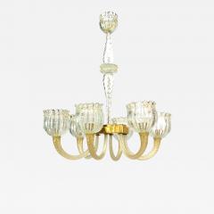  Barovier Toso Barovier et Toso Italian Murano Gold Dusted Bubble Glass Chandelier - 1443754