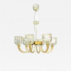  Barovier Toso Barovier et Toso Italian Murano Gold Dusted Bubble Glass Chandelier - 1443754