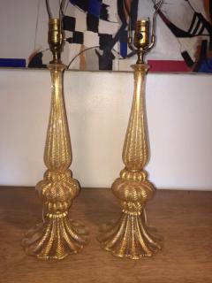  Barovier Toso EXCEPTIONAL PAIR OF GOLD MURANO LAMPS BY BAROVIER - 1072736