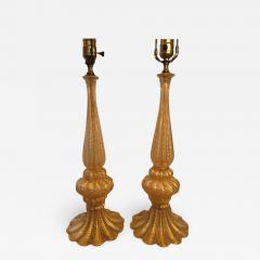  Barovier Toso EXCEPTIONAL PAIR OF GOLD MURANO LAMPS BY BAROVIER - 1072970