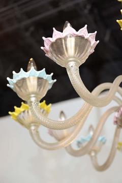  Barovier Toso Fine Pair of Barovier Toso Clear and Colored Glass 12 Light Chandeliers 1940s - 4694997