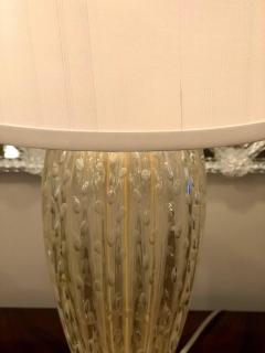  Barovier Toso Italian Midcentury Style Clear Gold Murano Venetian Glass Table Lamps Pair - 1707629