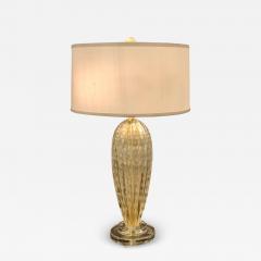  Barovier Toso Italian Midcentury Style Clear Gold Murano Venetian Glass Table Lamps Pair - 1711510