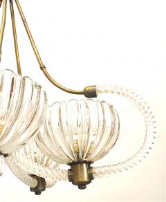  Barovier Toso Italian Venetian Murano 1930s brass and clear glass chandelier - 738388