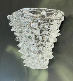  Barovier Toso Italian Vintage Barovier Toso Crystal Textured Murano Glass Satin Silver Sconces - 2493092