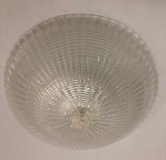  Barovier Toso Large Italian Midcentury Clear Satin Murano Glass Flush Mount Pendant - 1736653
