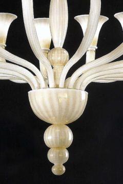  Barovier Toso Large Modern Neoclassical Murano Venetian 16 Arm White Gold Glass Chandelier - 1722817