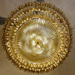  Barovier Toso Late 20th Century Amber Palmette Murano Glass Round Chandelier by Barovier - 3502237