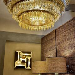  Barovier Toso Late 20th Century Amber Palmette Murano Glass Round Chandelier by Barovier - 3502247