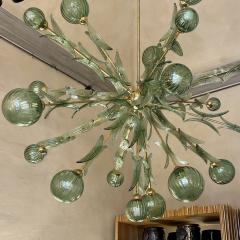  Barovier Toso Late 20th Century Brass Green Murano Art Glass Sputnik Chandelier by Barovier - 3323115