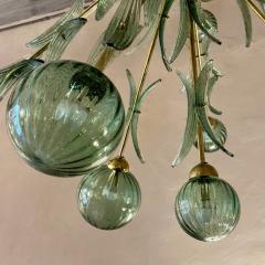  Barovier Toso Late 20th Century Brass Green Murano Art Glass Sputnik Chandelier by Barovier - 3323116